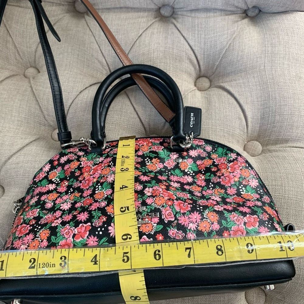 COACH sierra F57622 floral satchel bag set of two pink black large and medium - Picture 11 of 12